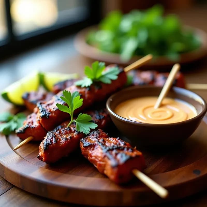 Brochetas de Ternera con Salsa Satay: Receta en Airfryer en 15 Minutos