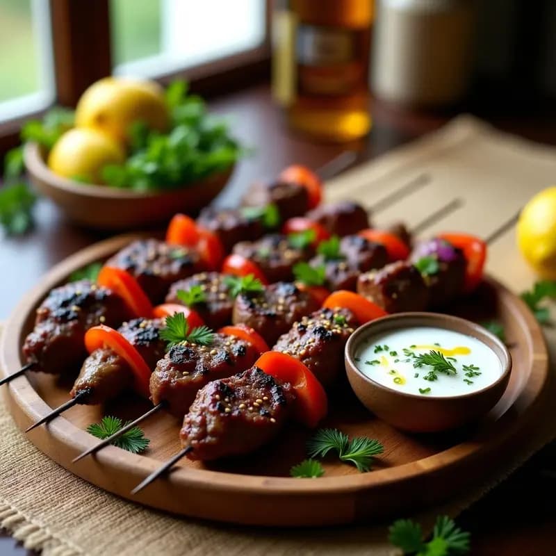 Brochetas de Ternera con Salsa de Yogur y Hierbas: Receta de Oriente Medio en Grill