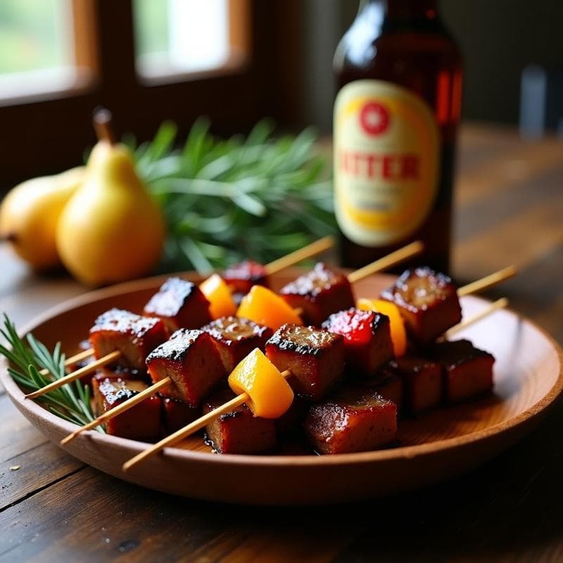 Brochetas de ternera marinado en sidra con peras: receta asturiana en airfryer