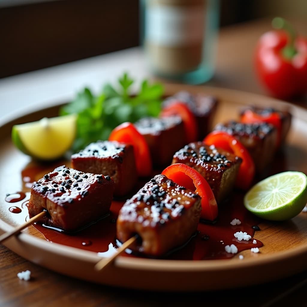 Brochetas de Ternera Marinada en Salsa de Tamarindo y Chile Chipotle: Receta fusion en parrilla