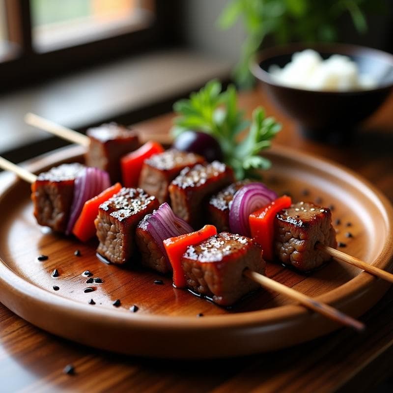 Brochetas de Ternera Marada con Ciruelas Umeboshi: Receta Japonesa en Grill con Toque Umami