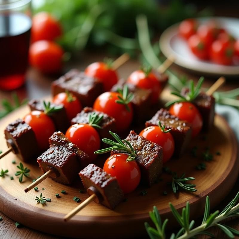 Brochetas de Ternera Marinado en Vino Tinto y Romero: Receta en Airfryer con Toque Francés