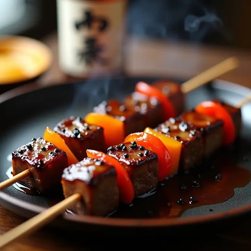 Brochetas de Ternera al Estilo Yakitori con Glaseado de Sake y Miel: Receta Japonesa en Grill