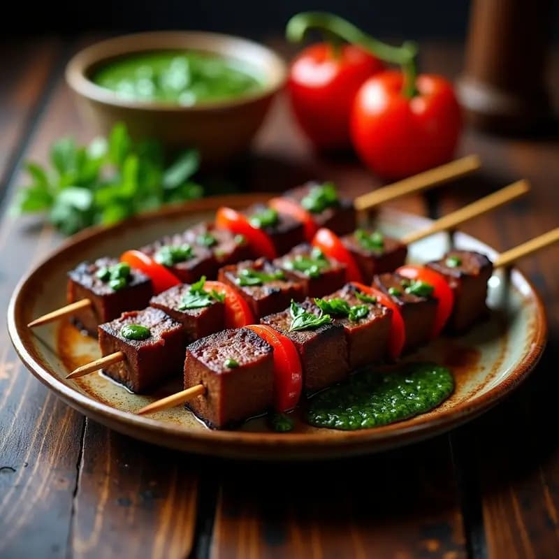 Brochetas de Terneza con Chimichurri de Perejil y Ajo: Receta Uruguaya en Grill