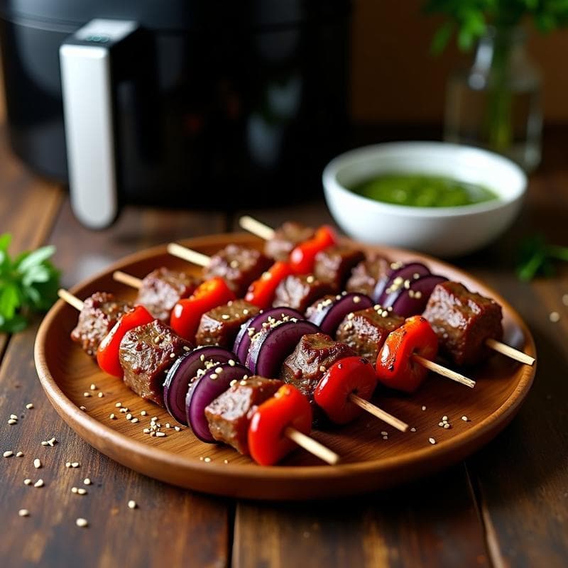 Brochetas de Terneza de Res con Chimichurri de Perejil: Receta Argentina en Airfryer