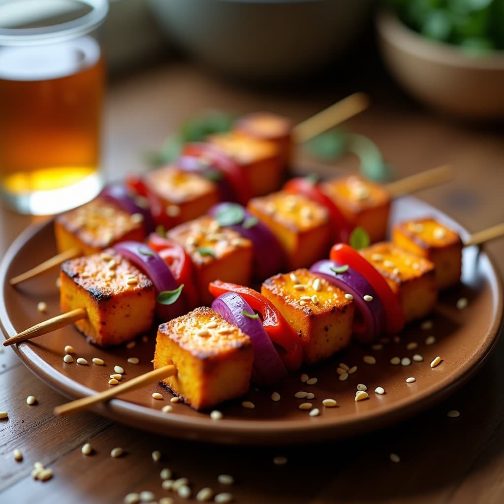 Brochetas de Tofu Marinado en Adobo de Naranja y Jengibre: Receta Vegana en Airfryer