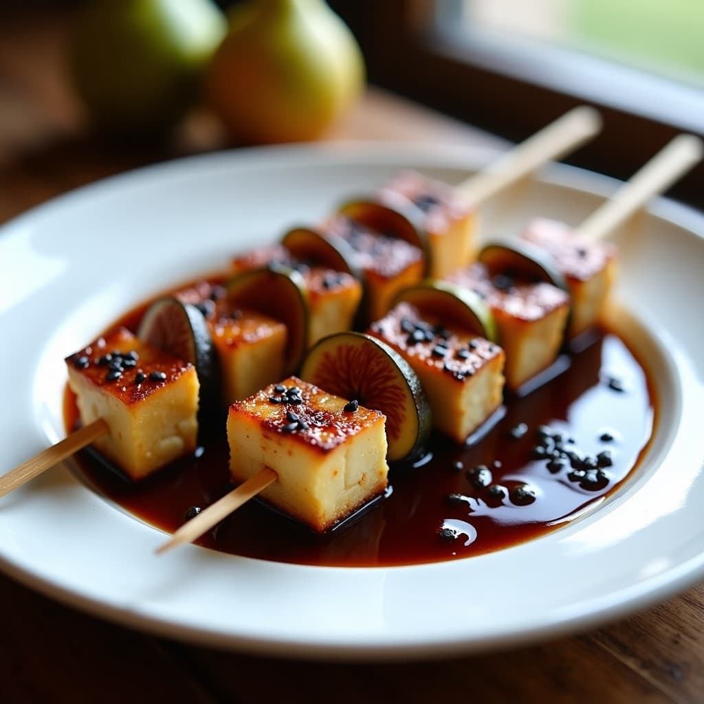 Brochetas de Tofu Ahumado y Higo con Reducción de Balsámico: Entrante Vegano Gourmet en Airfryer