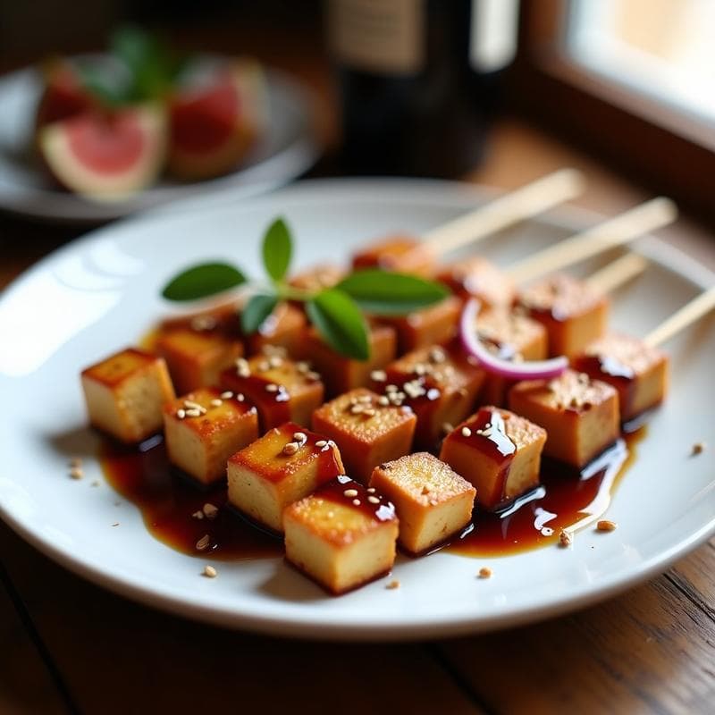 Brochetas de Tofu Ahumado y Higos: Receta en Airfryer con Salsa de Reducción de Pedro Ximénez