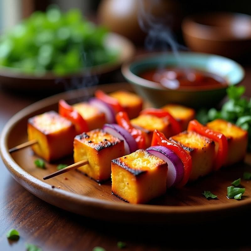 Brochetas de Tofu Ahumado y Lachi: Receta China Vegana con Salsa de Ostra Vegetal