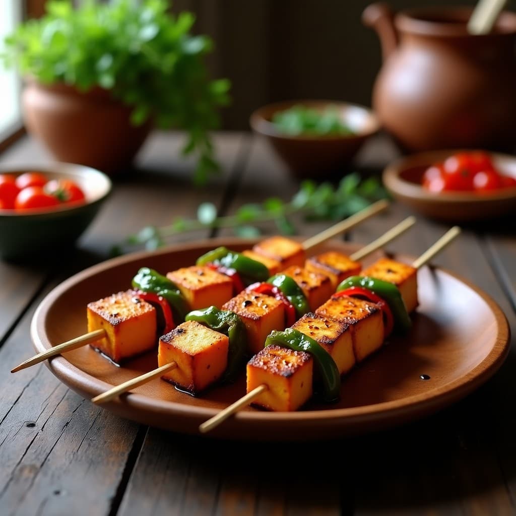 Brochetas de Tofu Ahumado y Pimiento del Padrón: Receta Española Vegana en Thermomix