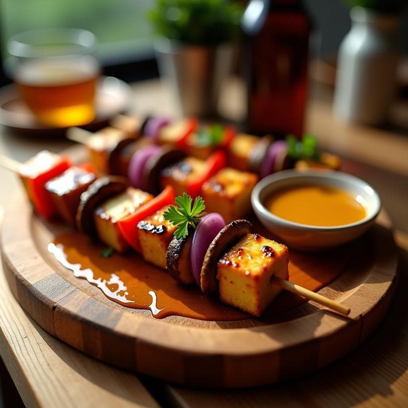 Brochetas de Tofu Marinado en Cerveza Negra y Miel: Receta para BBQ Vegano