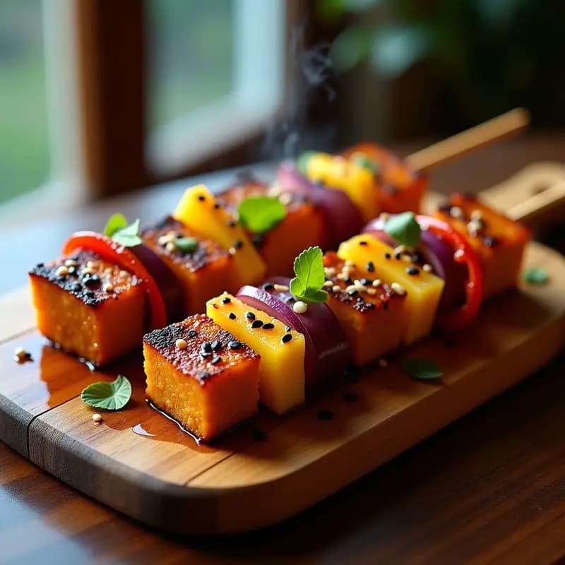 Brochetas de Tofu Marinado y Piña Caramelizada: Receta Boom de Sabor en Grill