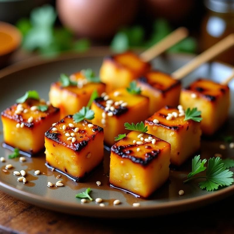 Brochetas de Tofu Maronado y Piña: Receta Vegana al Grill con Toque Dulce-Salado