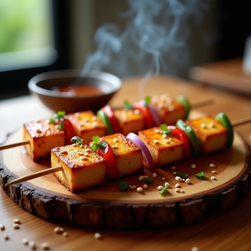 Brochetas de Tofu Marinadas en Miso y Jengibre: Receta Japonesa en Grill