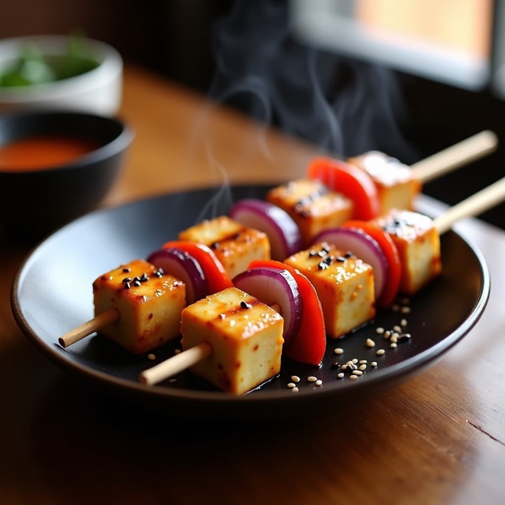 Brochetas de Tofu Marinado en Misos y Umeboshi: Receta Japonesa Vegana en 15 Minutos