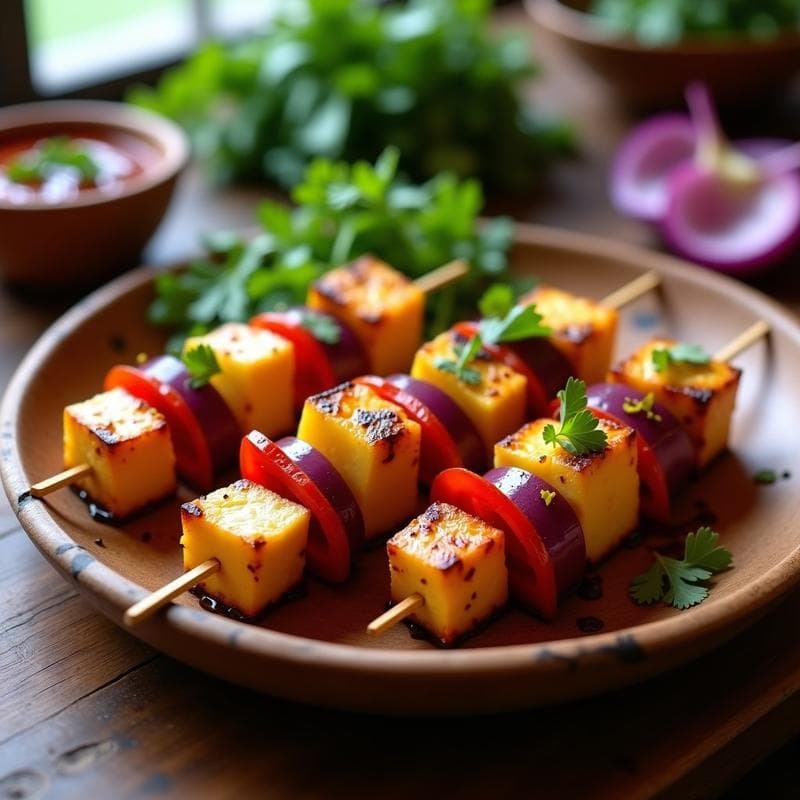 Brochetas de Tofu Marinado con Piña y Chile Chipotle: Receta Vegana al Grill en 25 Minutos