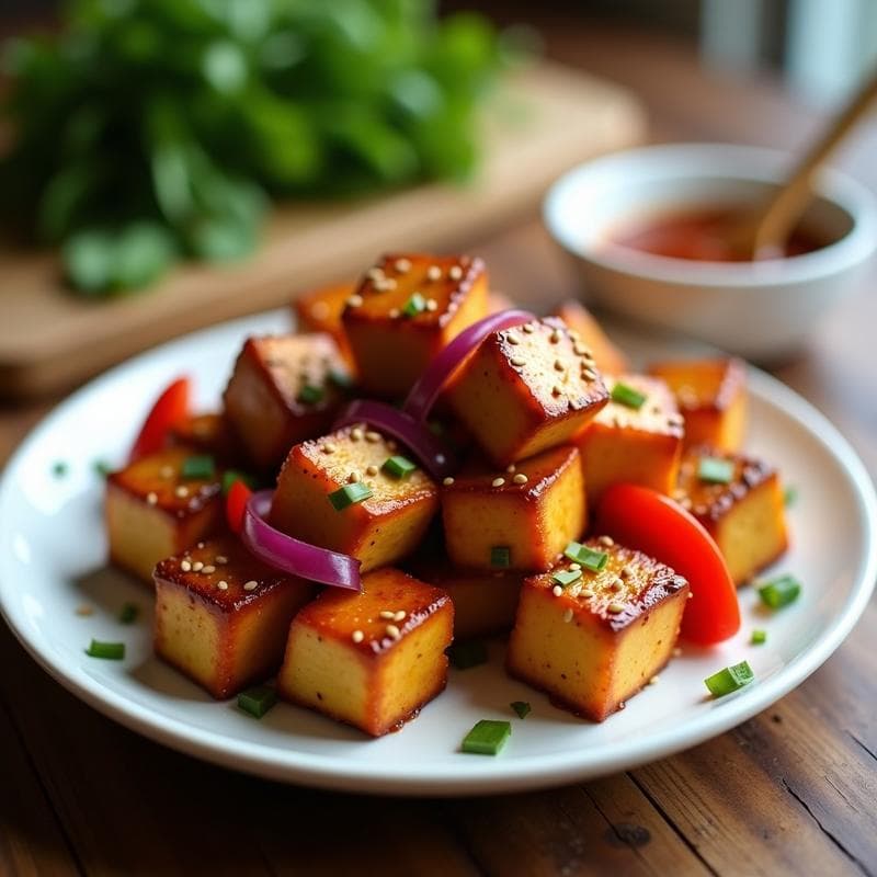Brochetas de Tofu Marinadas en Salsa Hoisin: Receta Vegana en Airfryer con Toque Chino