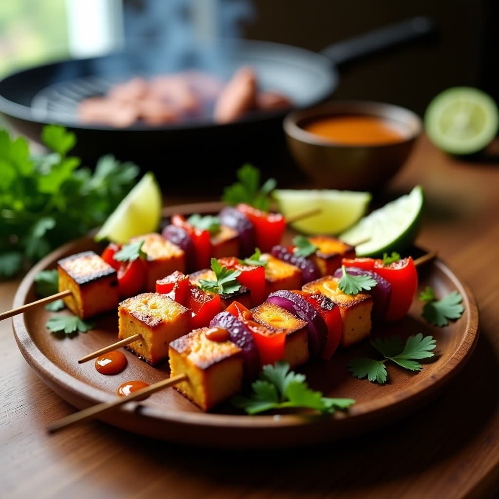 Brochetas de Tofu Marinado en Tamarindo y Chile de Árbol: Receta Tailandesa Vegana a la Parrilla