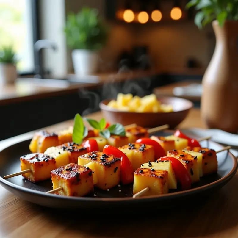 Brochetas de Tofu Teriyaki con Piña y Pimiento: Receta Fusion Asiática en Airfryer