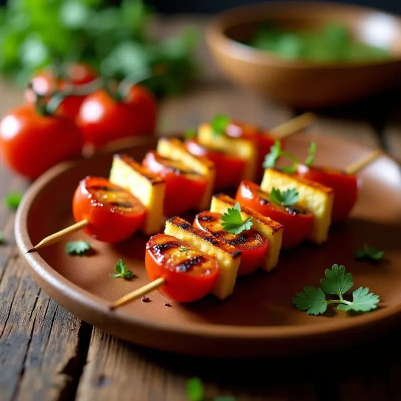 Brochetas de Tomate de Árbol y Queso Halloumi: Aperitivo Colombiano en Grill