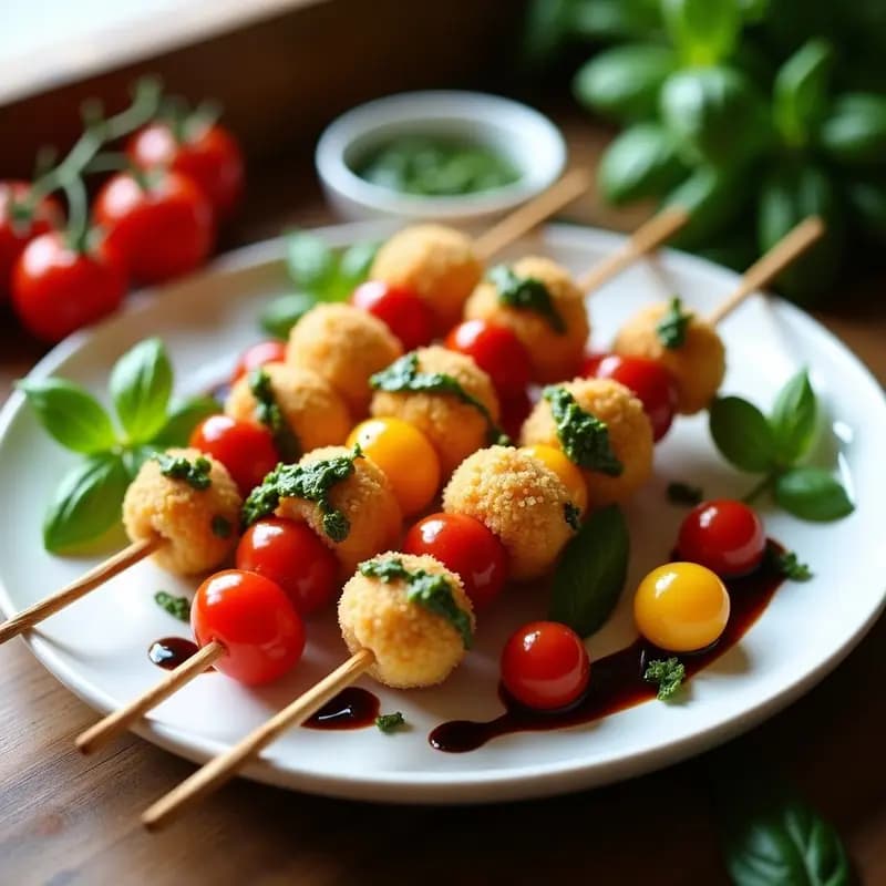 Brochetas de Tomate y Mozarella con Pesto de Albahaca: Aperitivo Italiano en Airfryer