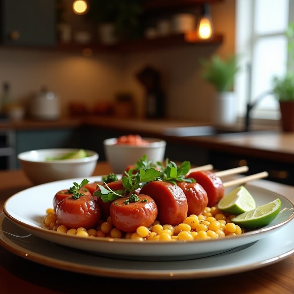 Brochetas de Topepo (Yuca) y Chorizo Ibérico: Aperitivo Colombiano-Español en Airfryer
