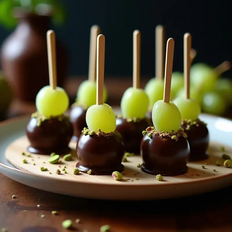 Brochetas de Uvas Congeladas con Chocolate Negro y Pistachos: Postre Viral y sin Horno