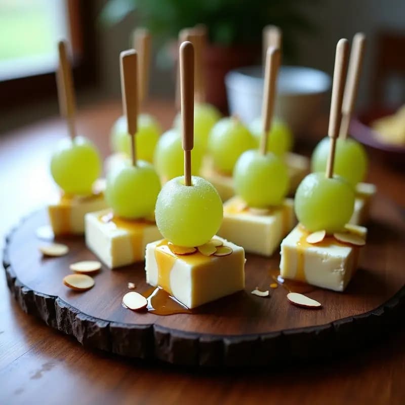 Brochetas de Uvas Congeladas y Queso Brie: Aperitivo Dulce-Salado en 5 Minutos