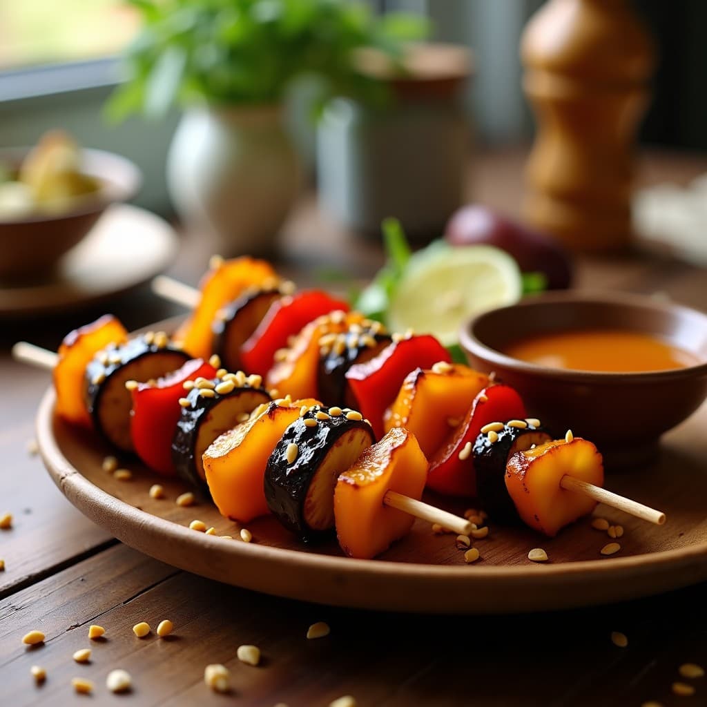 Brochetas de Verduras Glaseadas con Miel de Dátiles: Aperitivo en Airfryer Sin Aceite