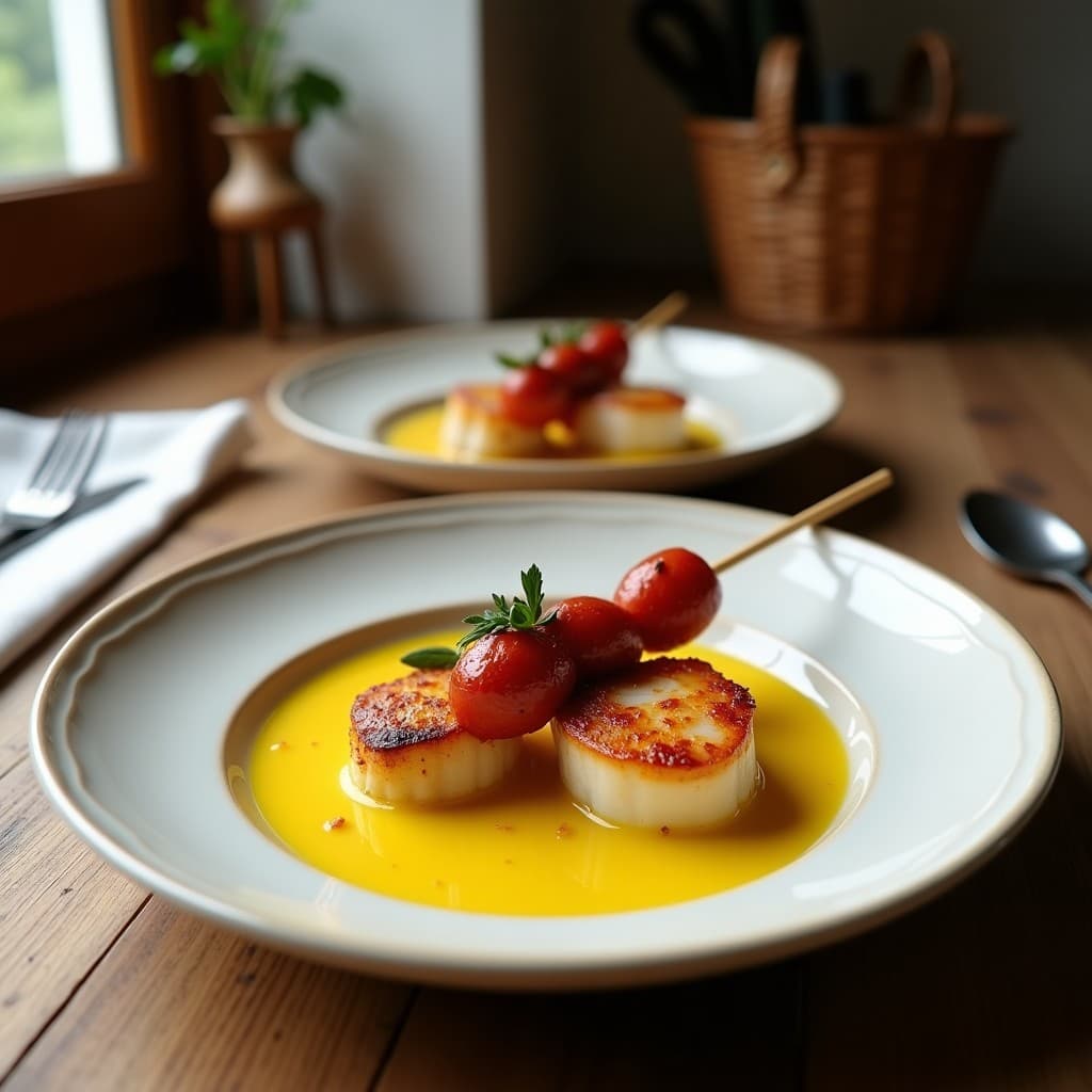 Brochetas de Zamburiñas y Chorizo Ibérico: Receta en Airfryer con Salsa de Azafrán