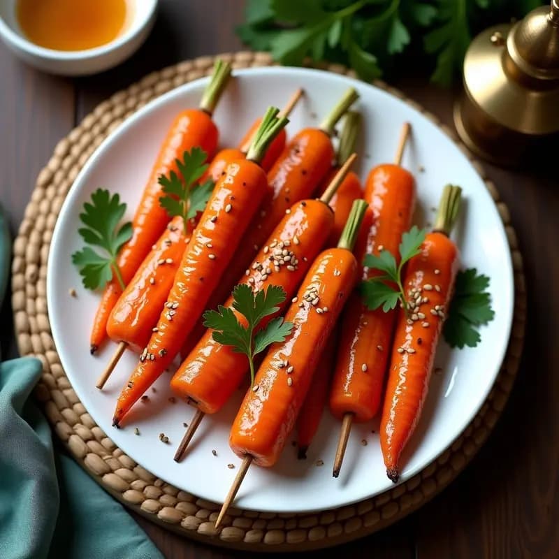 Brochetas de Zanahoria Glaseada con Miel de Dátil y Ras el Hanout: Aperitivo Marroquí en Airfryer