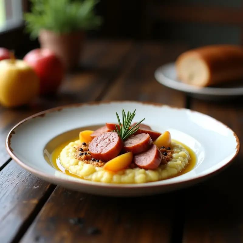 Brockwurst de Cerdo y Manzana con Puré de Coliflor: Receta Alemana Reconfortante en Olla