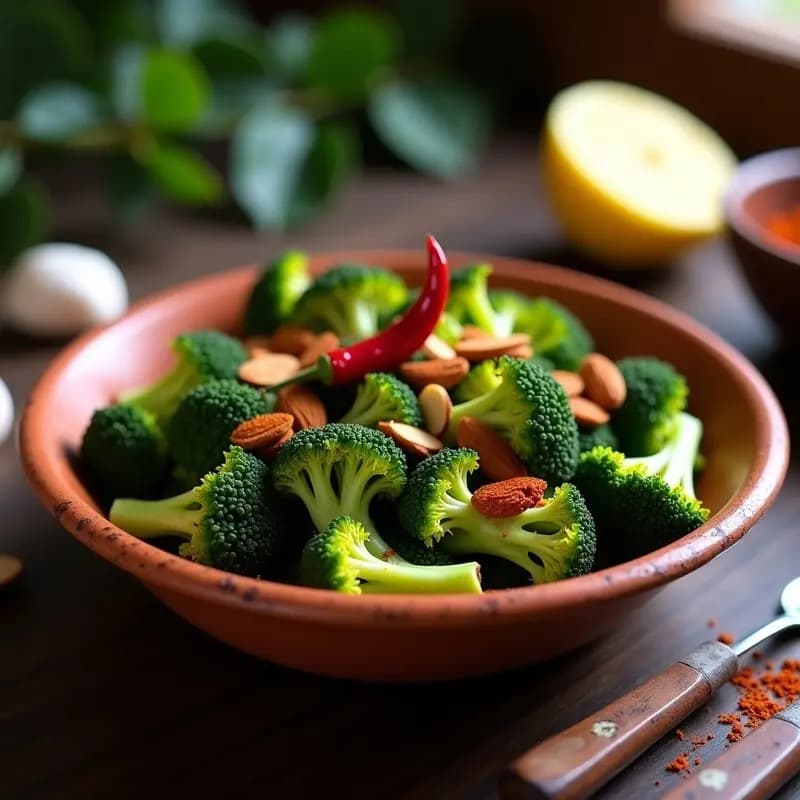 Brócoli al Ajillo con Almendras y Guindilla: Aperitivo Español Vegano y Sin Gluten