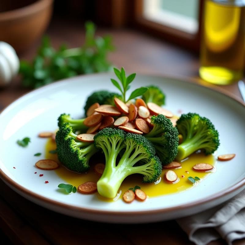 Brócoli al Ajillo con Anchoas y Almendras: Entrante Español Alto en Omega-3