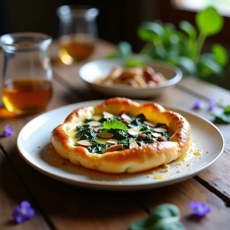 Brogen de Espinacas y Queso de Cabra: Entrante Francés con Toque de Miel