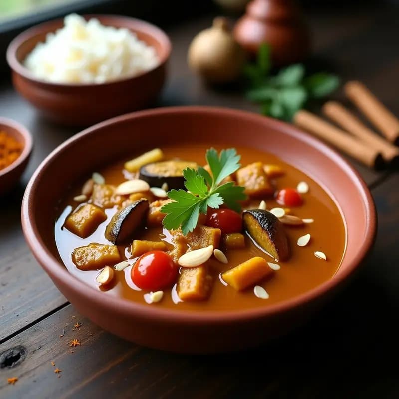B rohani de Berenjena: Curry Paquistaní Vegano con Tomate y Especias Garam Masala