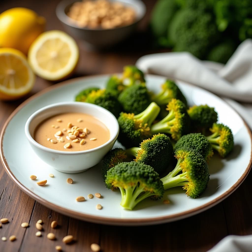 Brotas de brócoli con salsa de cacahuete y limón: Aperitivo crujiente en airfryer