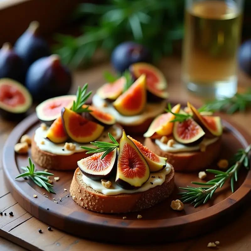 Brouchetta de Pan de Centeno con Higo y Queso de Cabra: Aperitivo Francés Elegante y Rápido