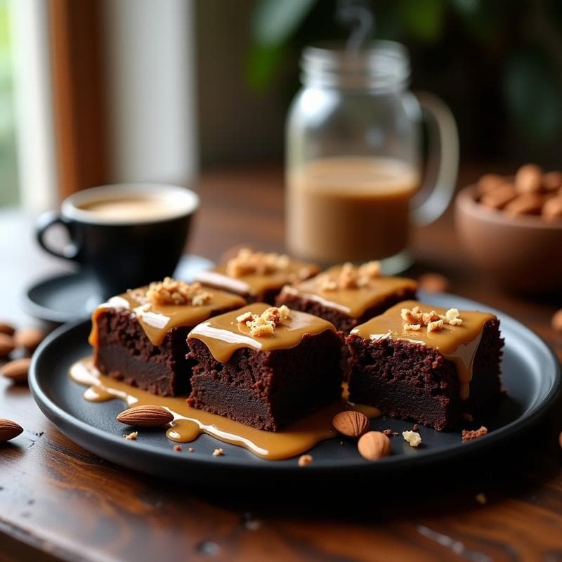 Brownie de Almendra y Café con Glaseado de Turrón: Postre Keto y Sin Azúcar