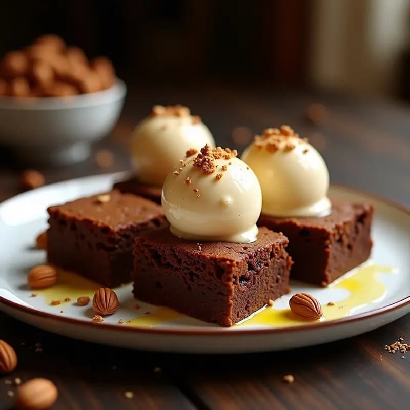 Brownie de Batata y Avellanas con Helado de Túrmix: Postre Español Sin Harina y Sin Lácteos