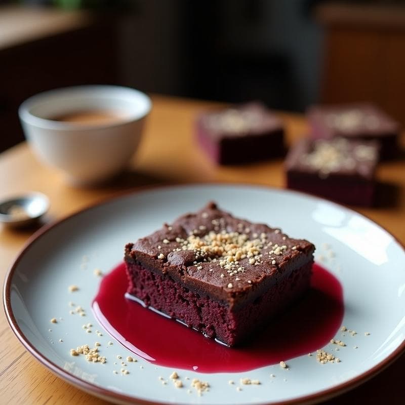 Brownie de Batata Morada y Tahini: Postre Sin Harina y Sin Azúcar Refinado
