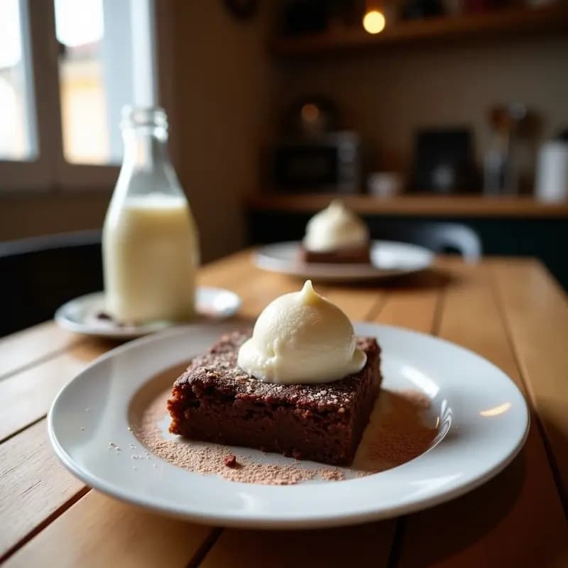 Brownie de Lentejasjas y Avellanas con Helado de Plátano: Postre Fit y Sin Harina