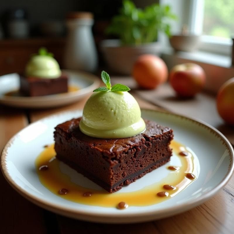 Brownie de Lentejas Negros con Helado de Aguacate: Postre Vegano Sin Harina y Rico en Proteína