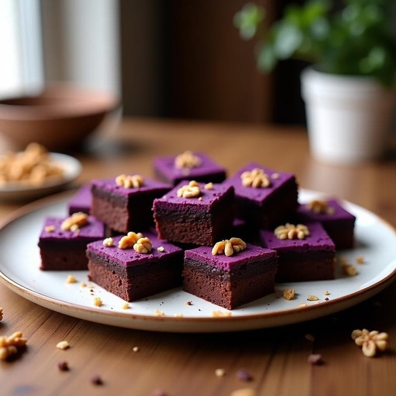 Brownies de Batata Morada y Cacao: Postre Vegano Sin Azúcar y Sin Harina