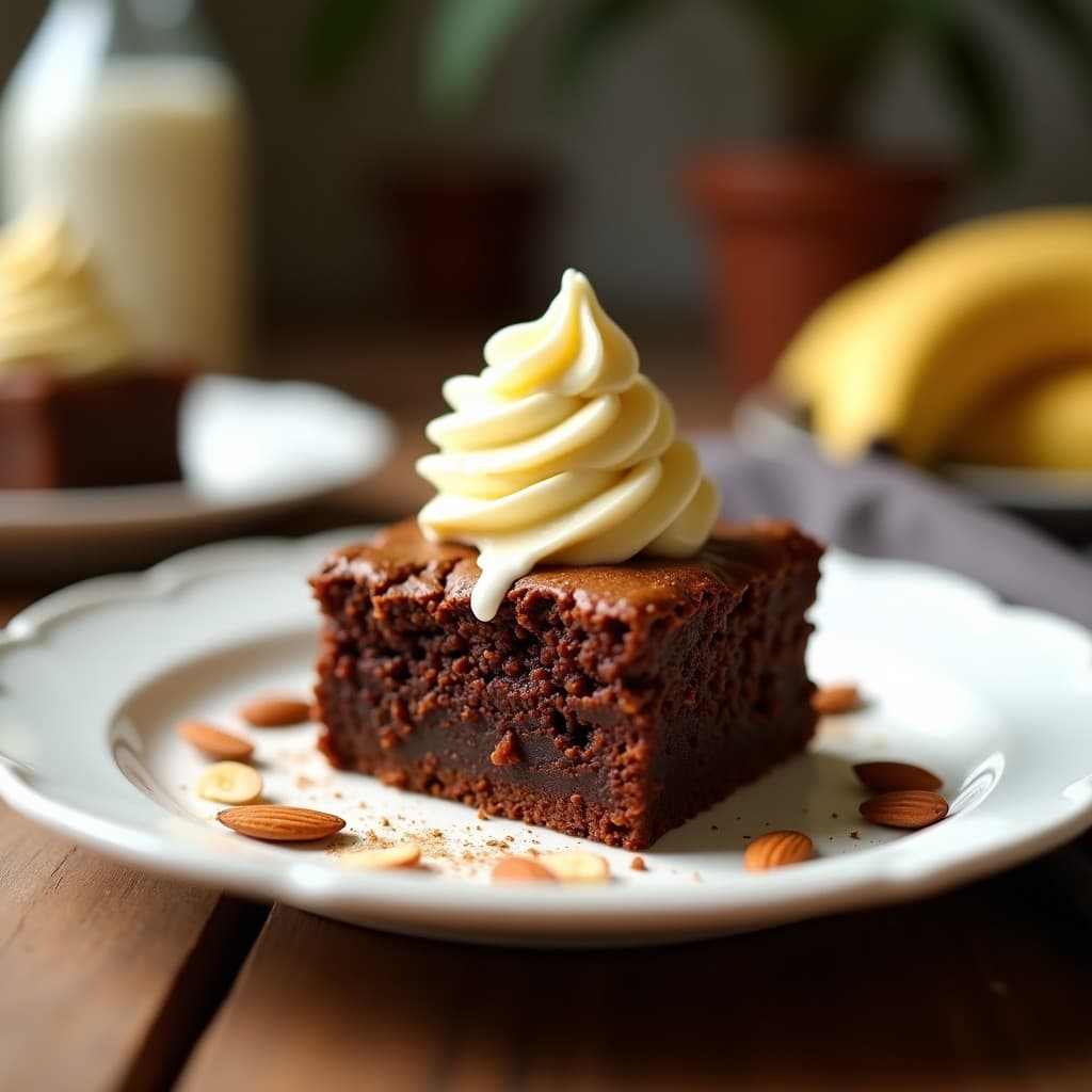 Brownies de Boniato y Almendra con Helado de Plátano: Postre Sin Harina y Sin Lácteos