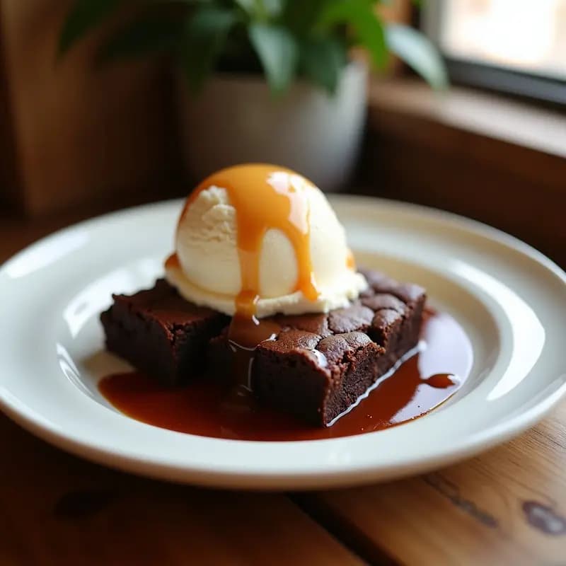 Brownies de Chocolate con Nueces y Helado de Vainilla: Postre Caliente y Frío en un Solo Plato