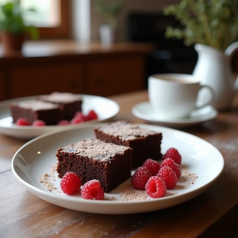 Brownies de Harina de Castaña y Chocolate 85% con Coronitas de Frambuesa: Postre Keto Sin Harina Refina