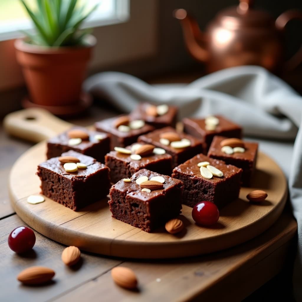 Brownies de Harina de Garbanzo y Crema de Almendras con Trozos de Cereza Ácida: Postre Proteico y Sin Gluten