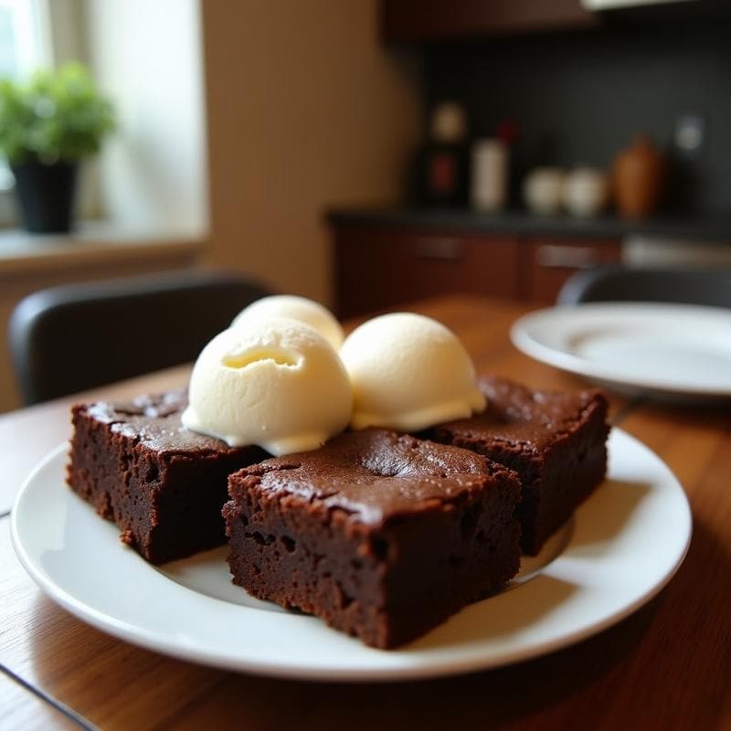 Brownies de Harina de Teff y Pasta de Dátiles con Helado de Plátano: Postre Etiopé Sin Gluten