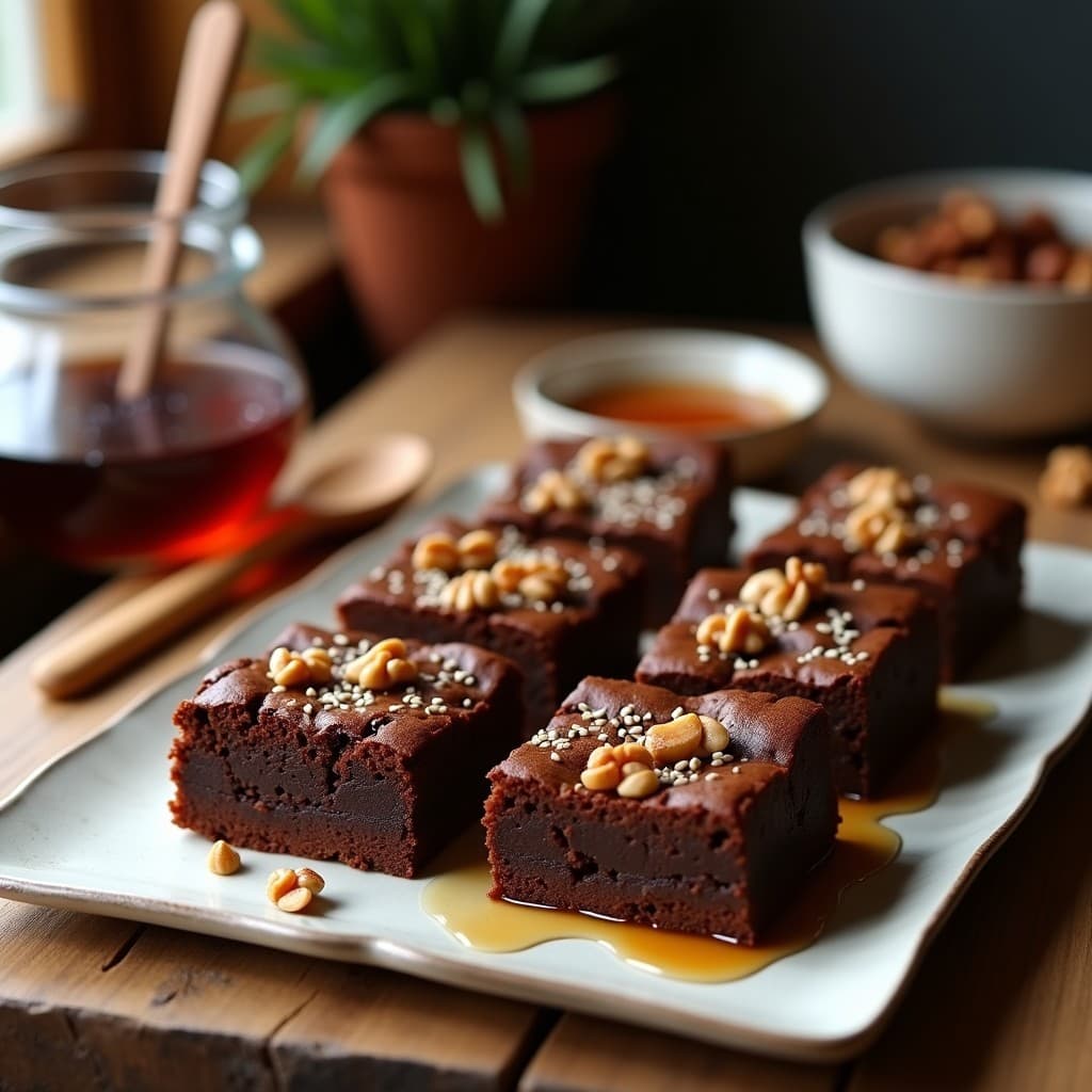 Brownies de Lentejas Rojas y Nueces con Sirope de Dátiles: Postre Vegano y Alto en Proteína